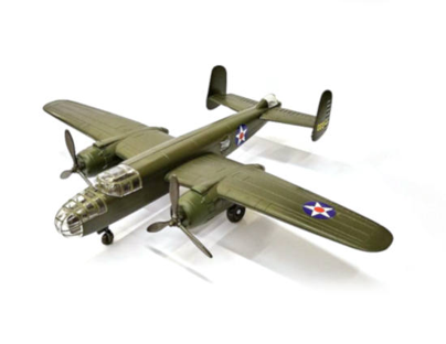 Model of a military airplane on a white background