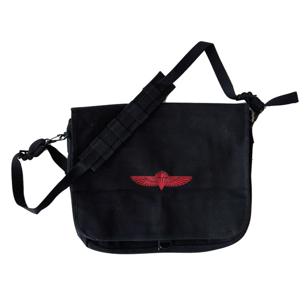 Black Canvas Paratrooper Messenger Bag Front View