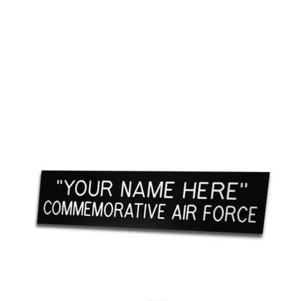 A name tag for a CAF Colonel with a magnetic backing, featuring a white text 'YOUR NAME HERE' on a black background.