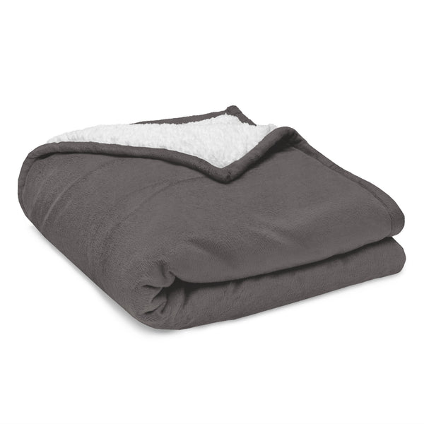 embroidered premium sherpa blanket heather grey with corner up